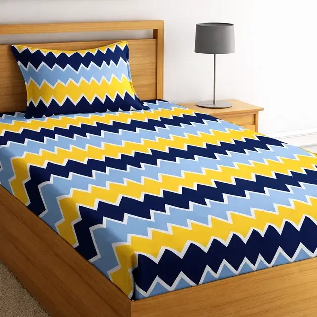 Microfibre Single Zig Zag Printed Bedsheet 60x90in White