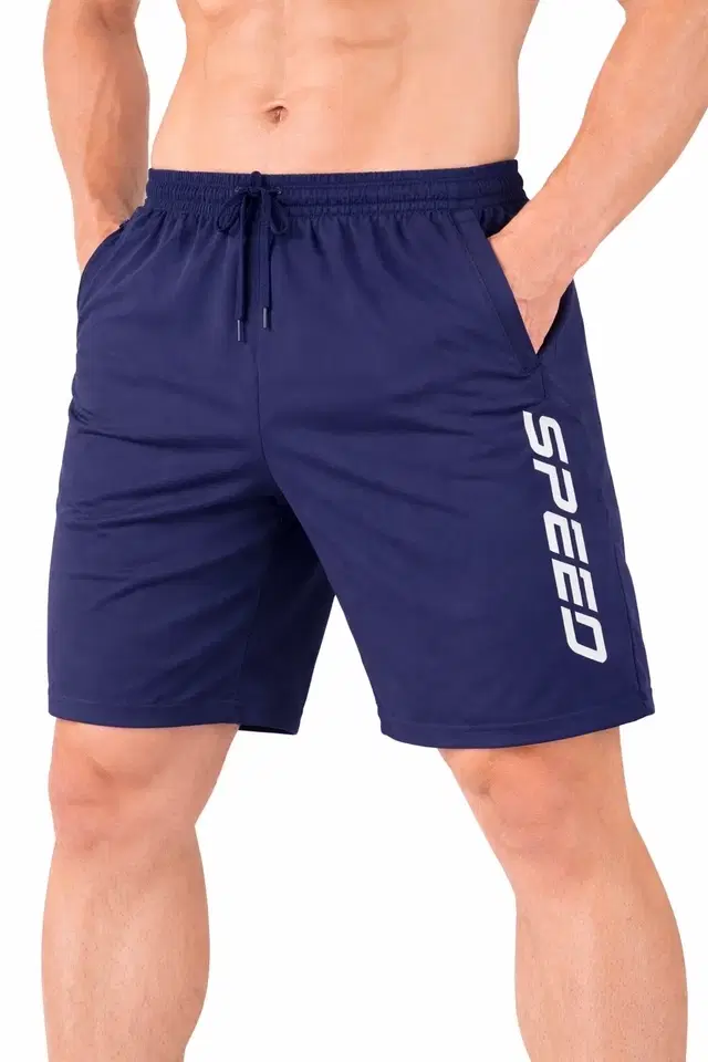 Polycotton Athletic Shorts for Men ,Blue (M)