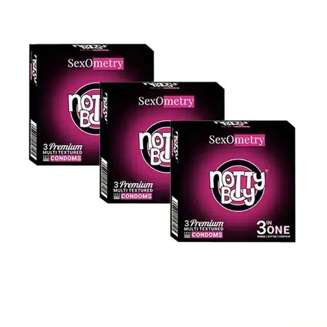 Notty Boy 3 Pcs Sex Ometry Condoms for Men, Set of 3