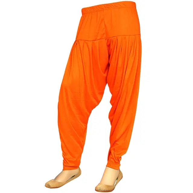 Viscose Rayon Solid Patiala for Women (Orange, 2XL)