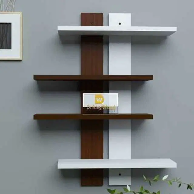Wood Glossy Double Patti Wall Shelf, 4 Shelves, D-35