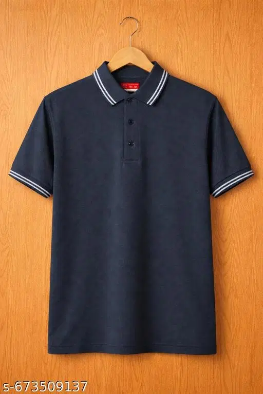 Polyester Solid T-shirt for men, Black (2XL)