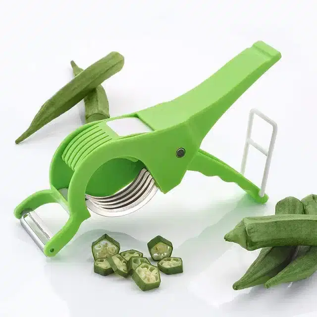 Vegetable Cutter With Peeler, Pack of 1, Green, PI-037