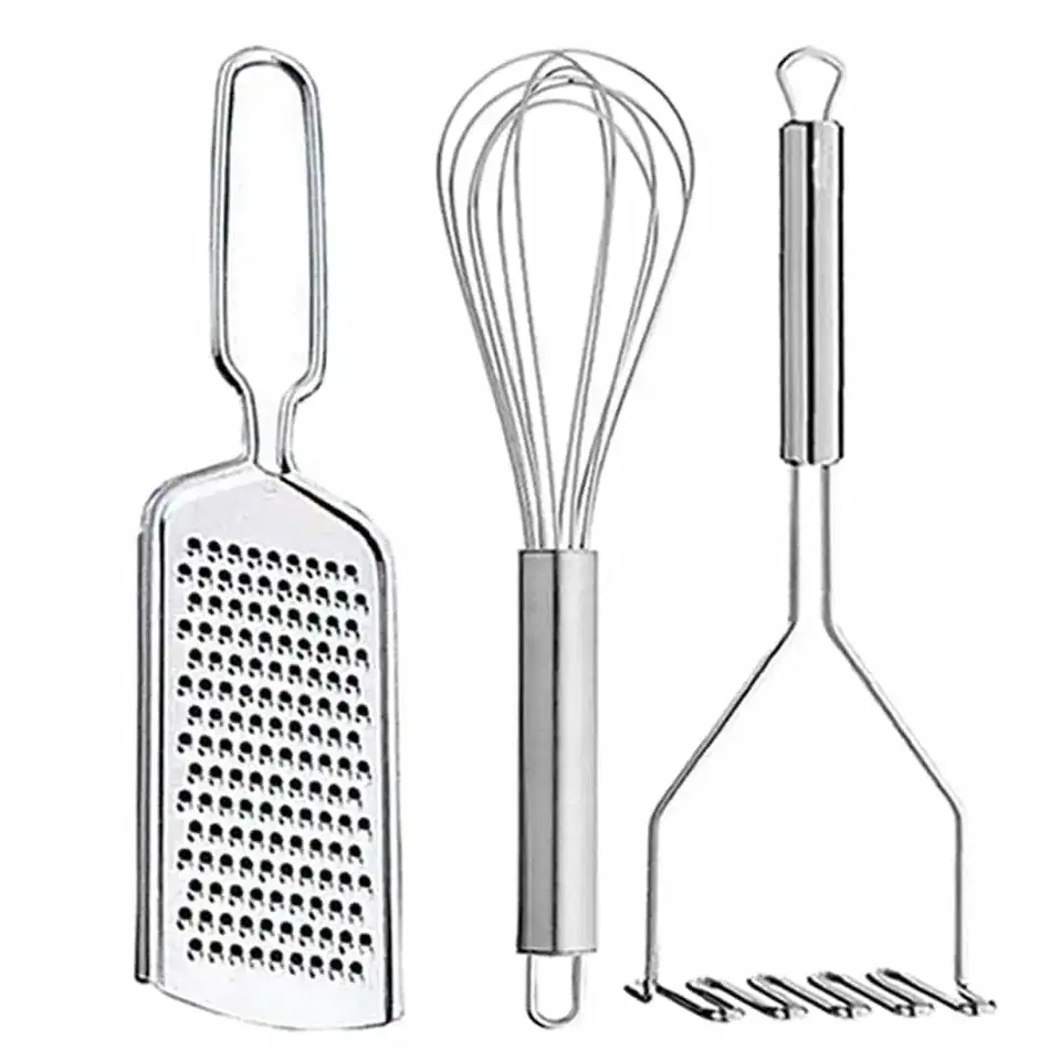 Oc9 Stainless Steel Cheese Grater & Egg Whisk & Potato Masher For Kitchen Tool Set, Oc-366