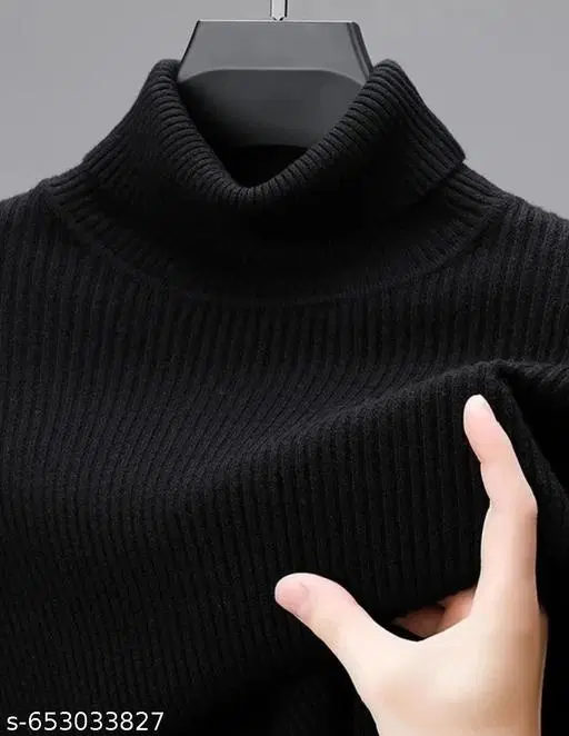 Wool SweatShirt for Men, Black (S)