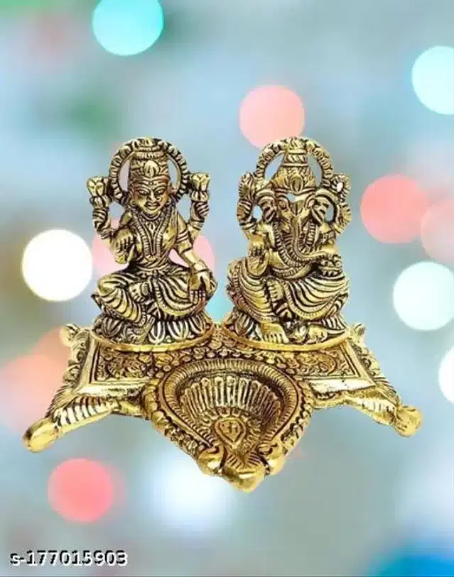 Brass Laxmi Ganesh Ji Idol, Gold