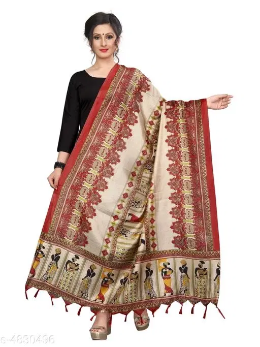 Cotton Silk Dupatta for Women (Multicolor, One Size)