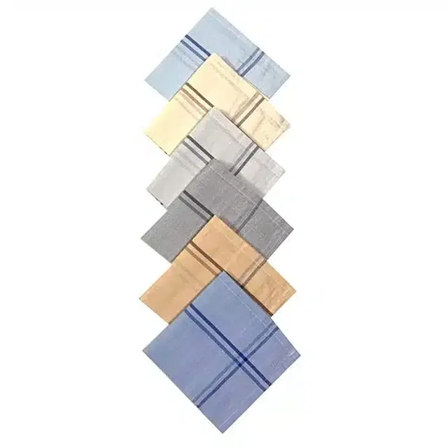 Cotton Blend Handkerchiefs for Men, Pack of 6 (Multicolor, 18x18 cm)