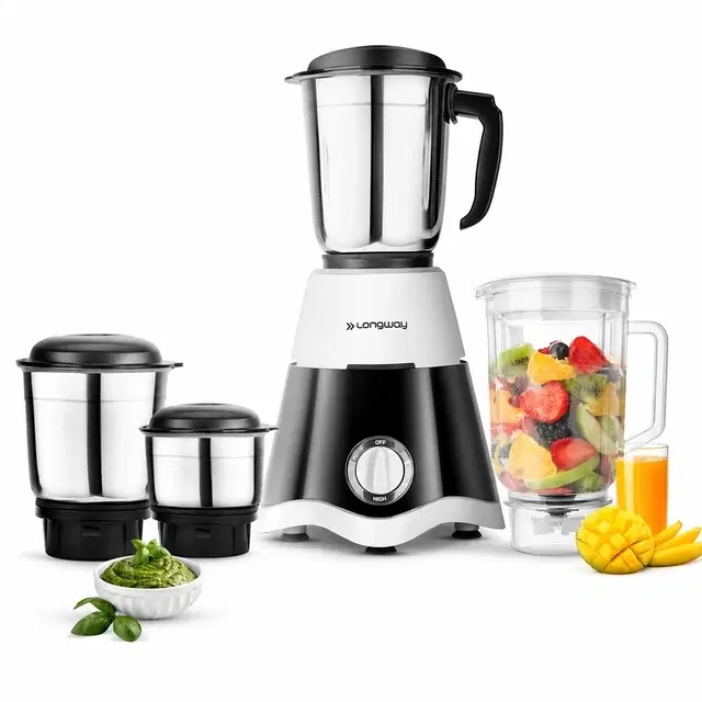 Longway Juicer Mixer Grinder [Up to 750 W, 4 Jars, Black & Gray]