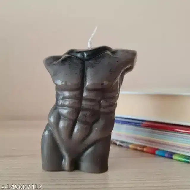 Men Torso Shaped Candle, Black