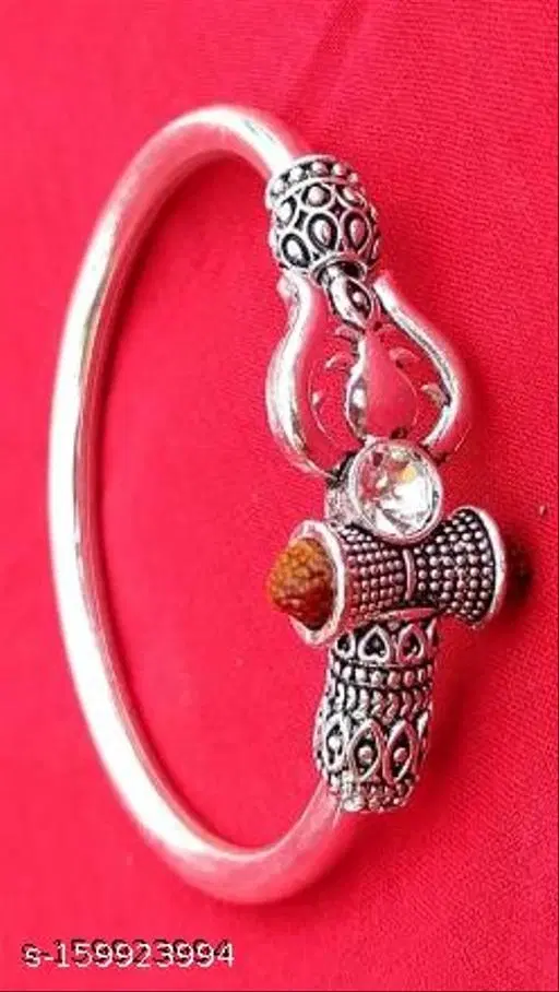 Fancy Silver Plated Mahadev Kada for Men