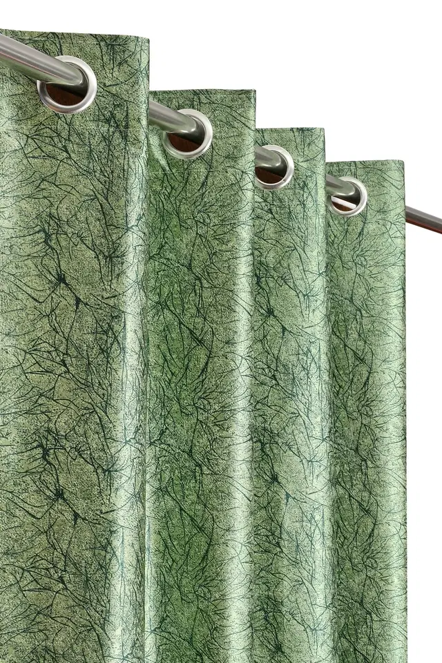 Polyester Printed Curtain for Door & Window, Green, 5 Feet