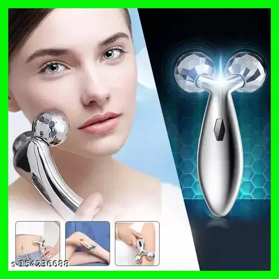3D Face Massage Roller, Silver