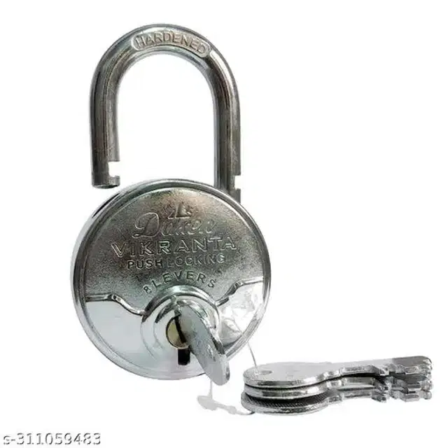 Hi-Tech 8 Lever Padlock with Keys, Silver