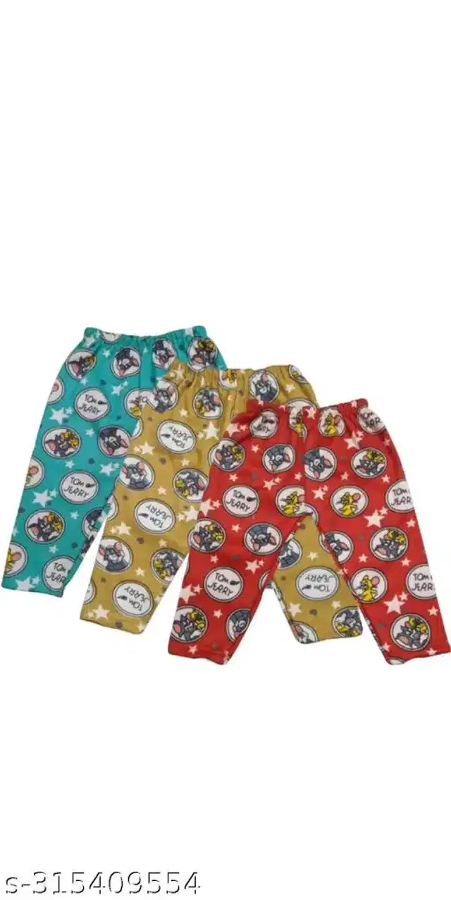 Woolen Pyjama for Kids, Pack of 3 (Multicolor, 0-3 Months)
