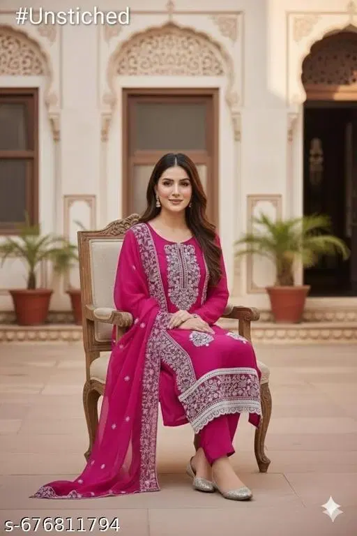 Chanderi Cotton Punjabi/All Over Suits for Women (Multicolor, 6.05 meter (M)