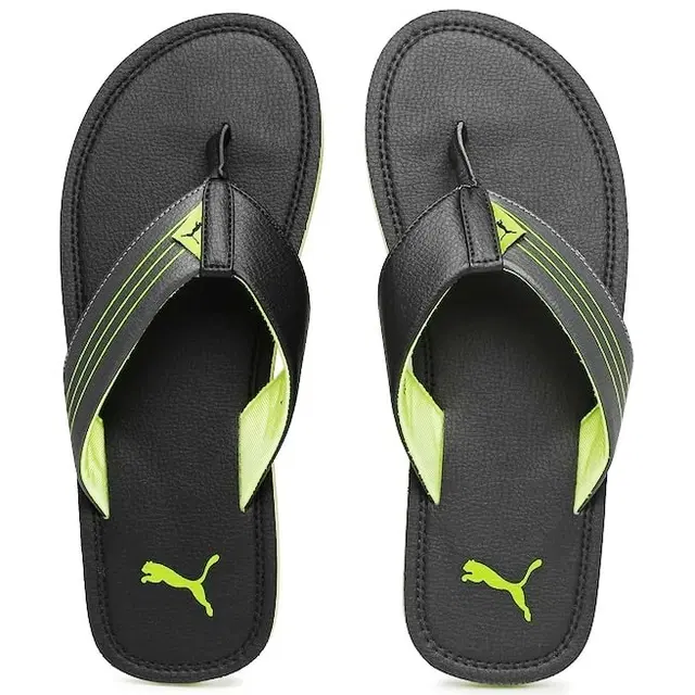 Puma Flip-Flops for Men (Black & Green, 6)