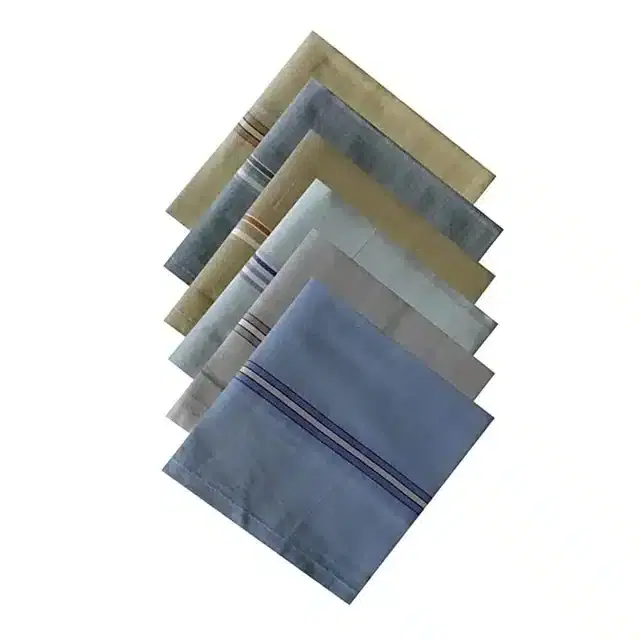 Cotton Blend Handkerchiefs for Men, Pack of 6 (Multicolor, 18x18 cm)