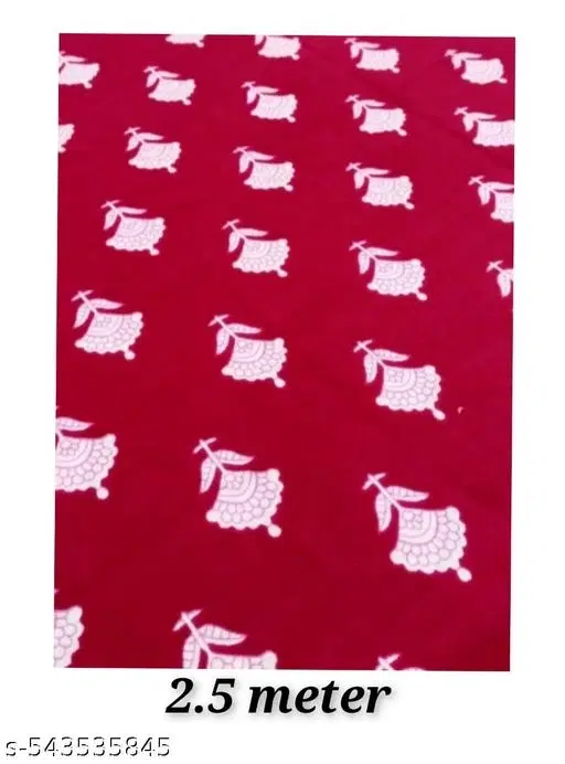 Rayon Printed Unstitched Kurti Fabric for Women, Pink (M)