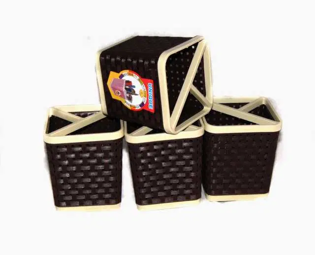 Pinak Abs Plastic Free Standing Toothbrush Holder, Pack Of 4, Brown, PS-124