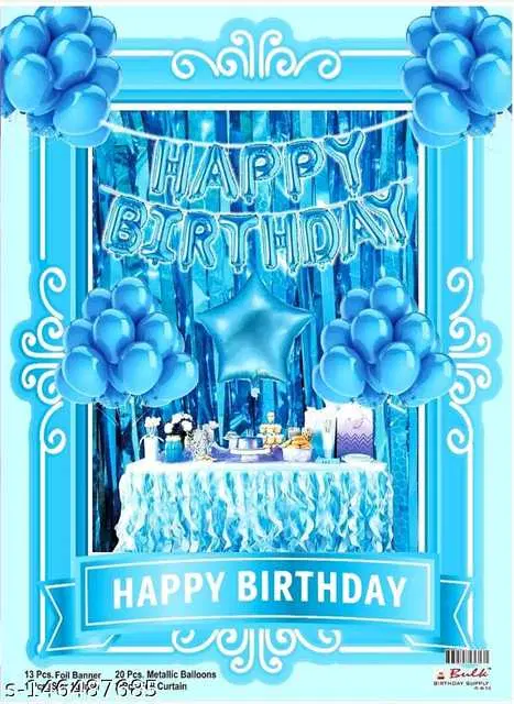 Mathur Enterprises Happy Birthday Celebration Decoration Kit, Pack Of 1, Blue, ME-19