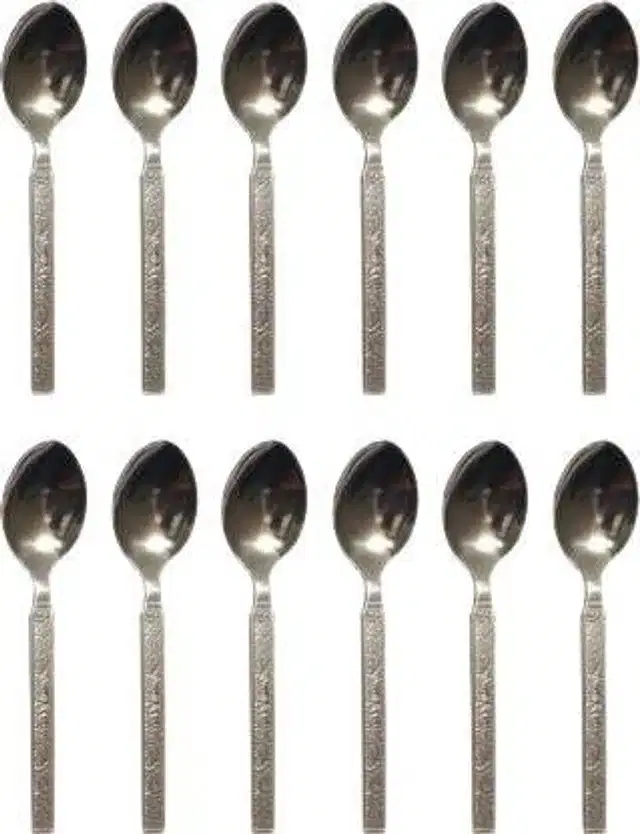Carbon Steel Spoon Set, Silver, Pack of 12