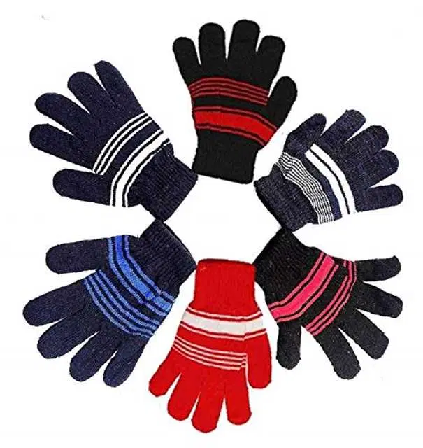 Winter Warm Gloves Set for Kids, Pack of 6 (Multicolor) (G-42)