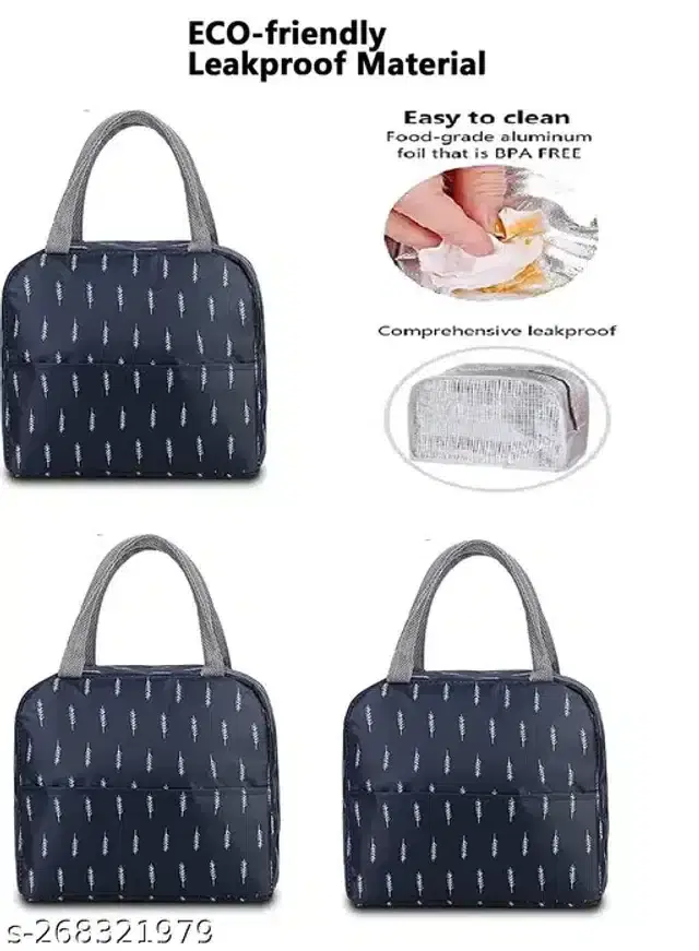 Polyester Printed Lunch Bags, Multicolor, Pack of 3