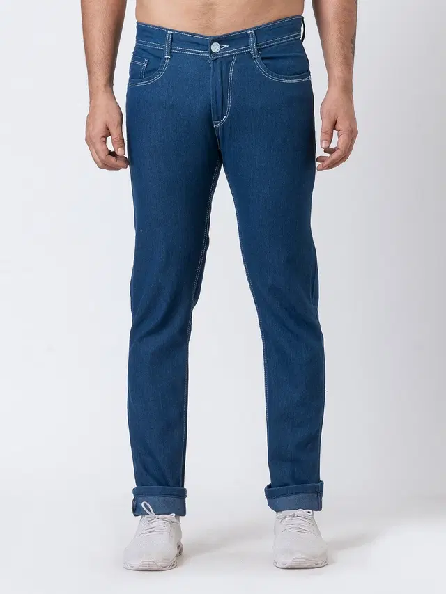 Cotton Blend Straight fit Jeans for Men, Blue (30)