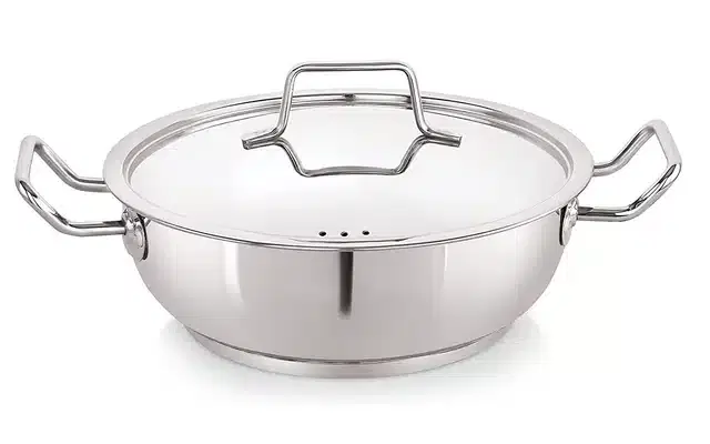 Stainless Steel Kadhai with Lid, Silver, 20 cm