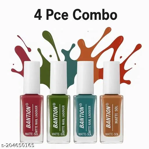 Banetion Matte Nail Polish, Multicolor, Pack of 4