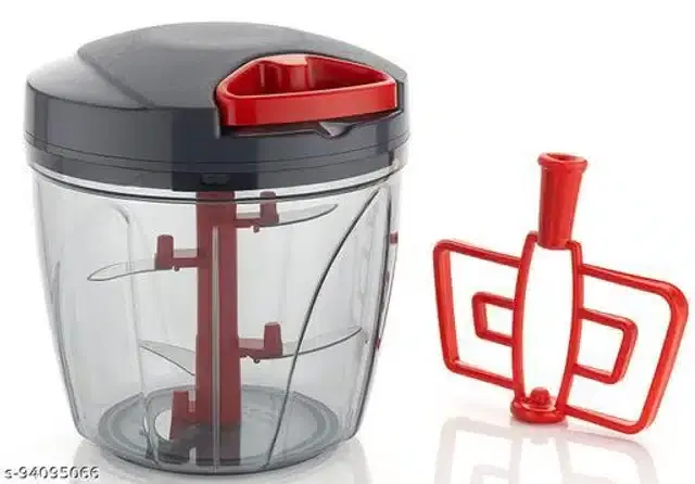 Plastic Manual Chopper, Black & Red, 950 ml