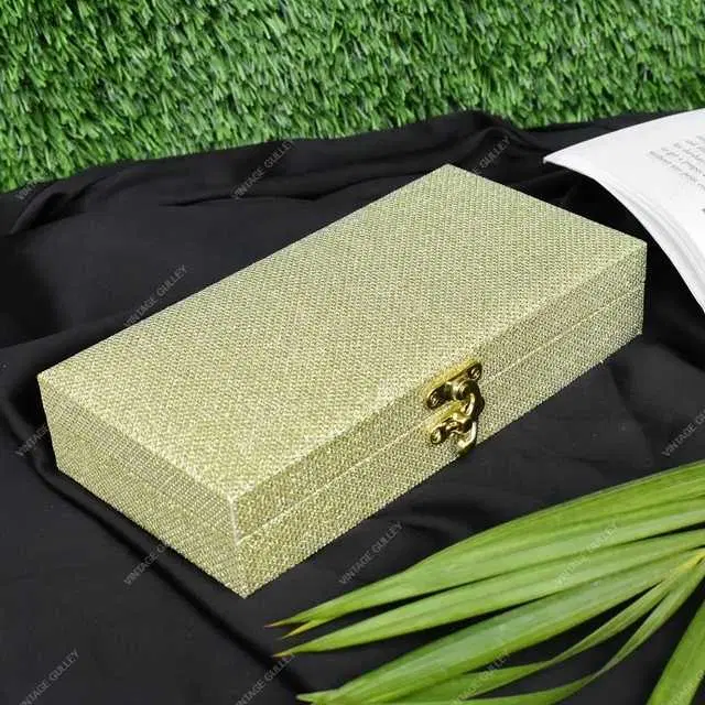 Cotton Silk Wooden Decorative Box for Wedding, White, A-91
