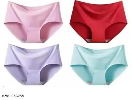 Nylon Briefs for Women, Multicolour, Pack of 4 (L)