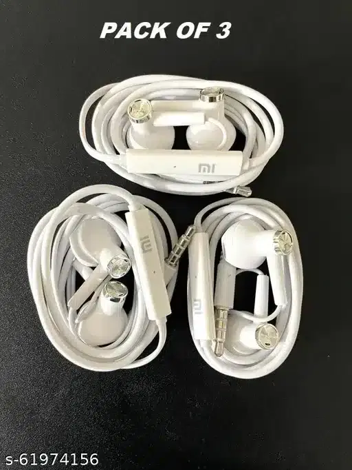 Plastic Tech Classic Soft Bass Wired Earphones, White, Pack Of 3, Dv-14