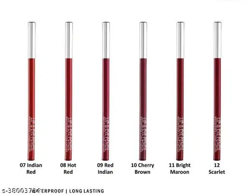 Super Matte Lip Liner Pencil, Multicolor, Pack of 6
