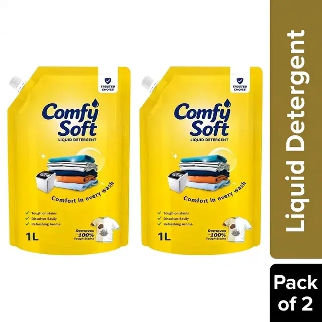 Comfy Soft Detergent Liquid Pouch 2X1 L (Pack of 2)
