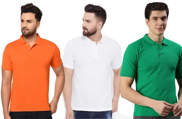 Polo T-shirts for Men, Pack of 3 (Multicolor, M)