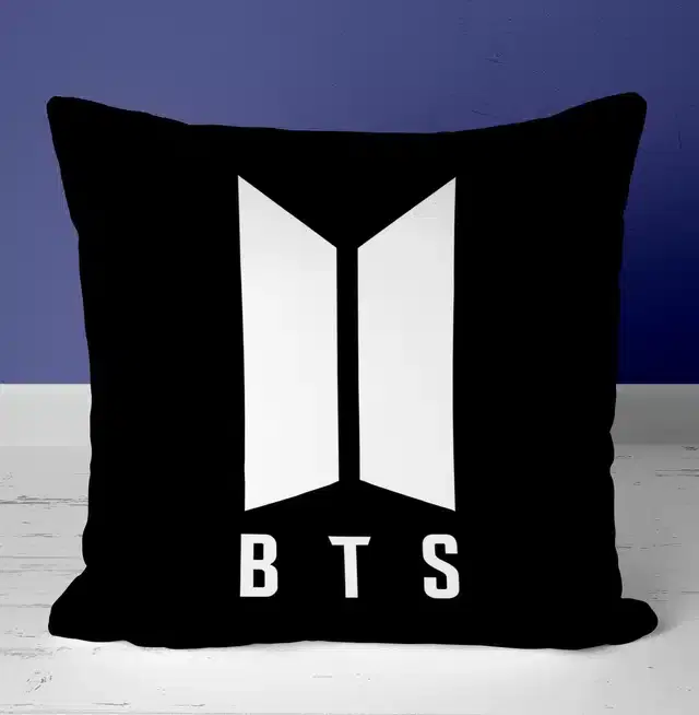 BTS Signature Printed Cushion Cover, Multicolor, 16X16 Inch, Gt-041