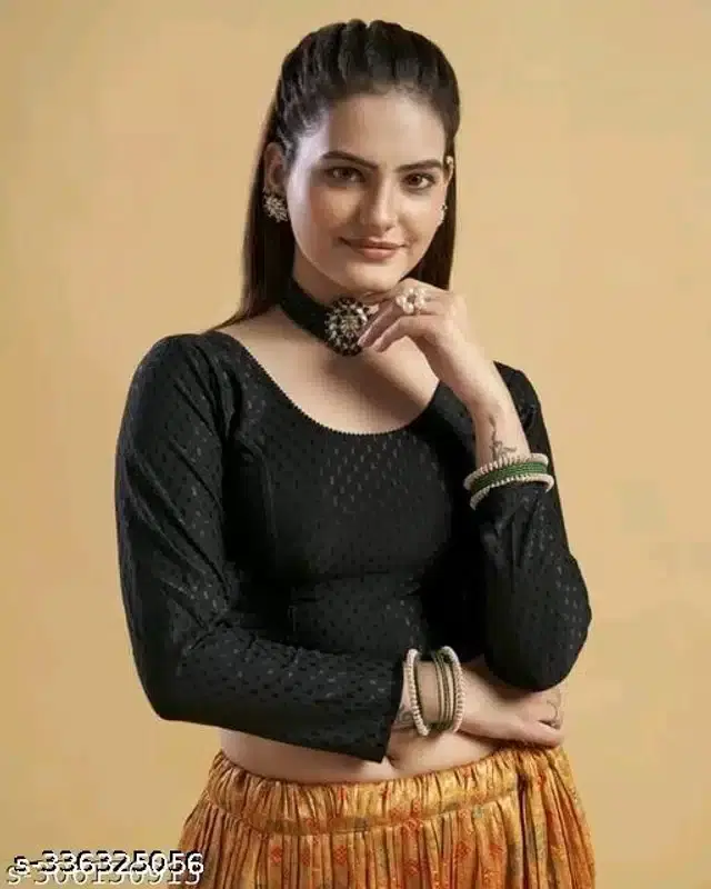 Full Sleeves Blouse for Women (Black, 28)