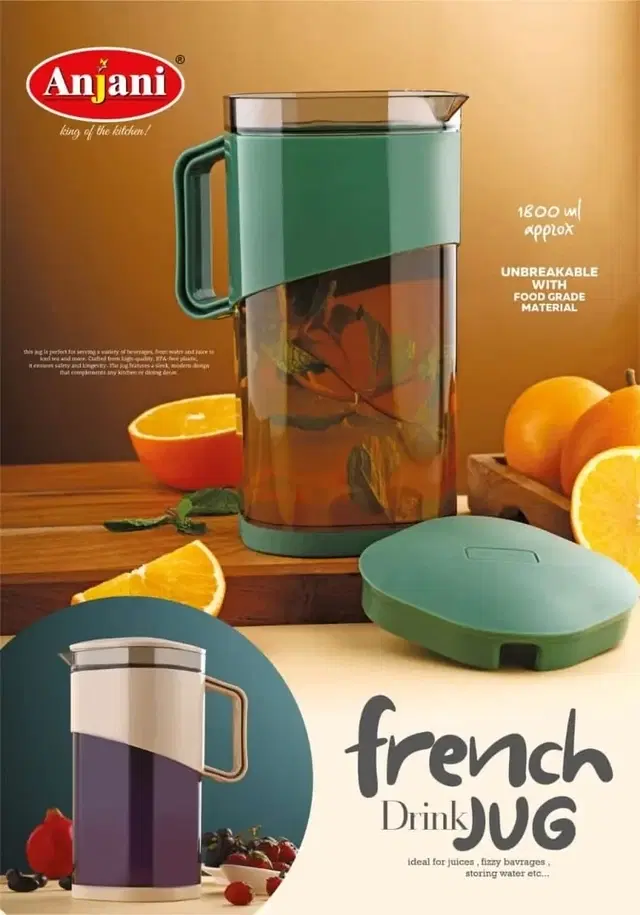 Anjani French Plastic Drink Jug, 1800ml, Assorted