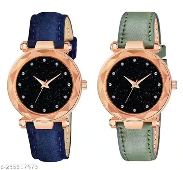 Analog Watch for Women, Pack of 2 (Multicolor)