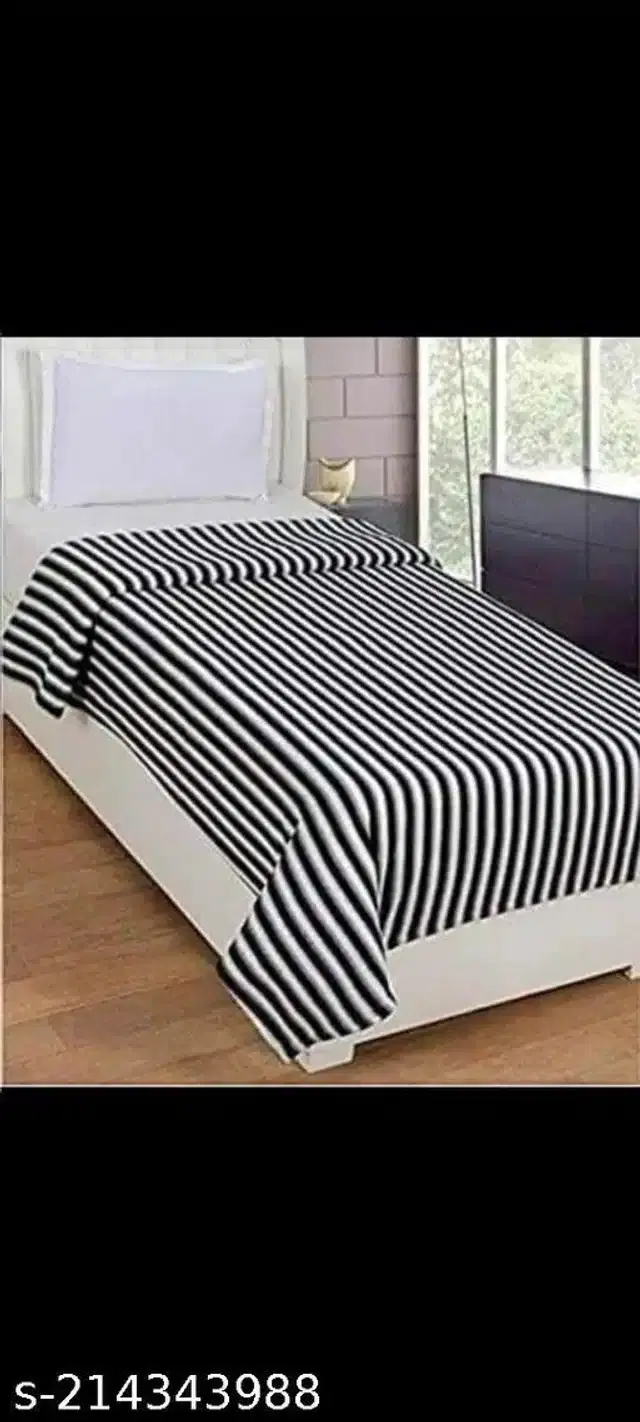 AC Fleece Double Bed Superlite Blanket, Striped, 90x90 inches
