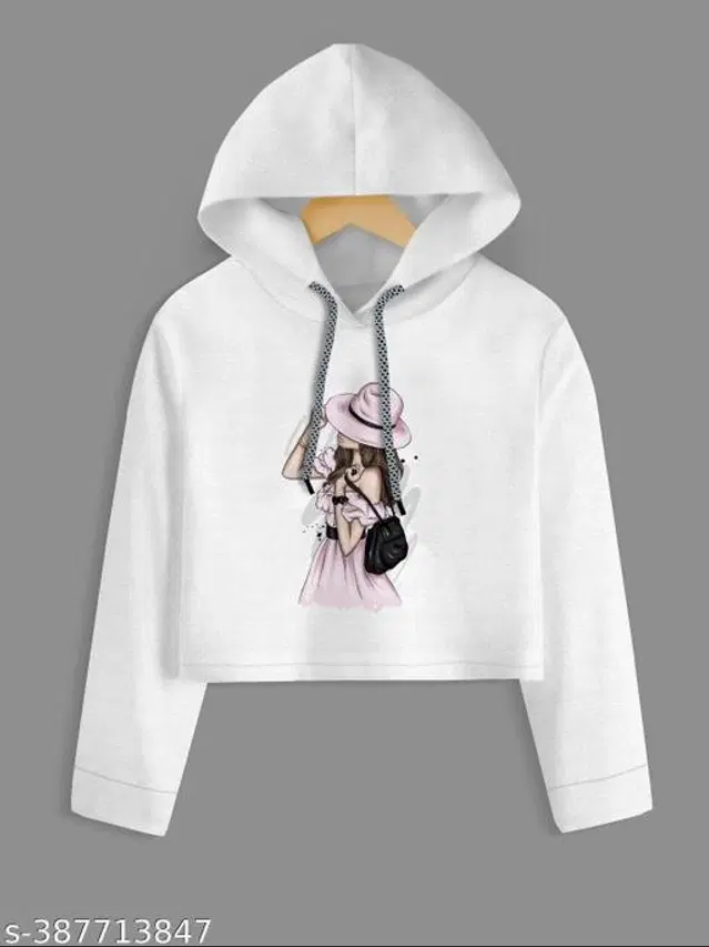 Cotton Blend Hoodie for Girls (White, 9-10 Years)