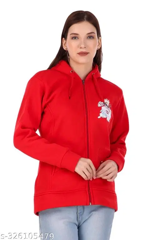 Polyester Sweater for Women (Red, L)