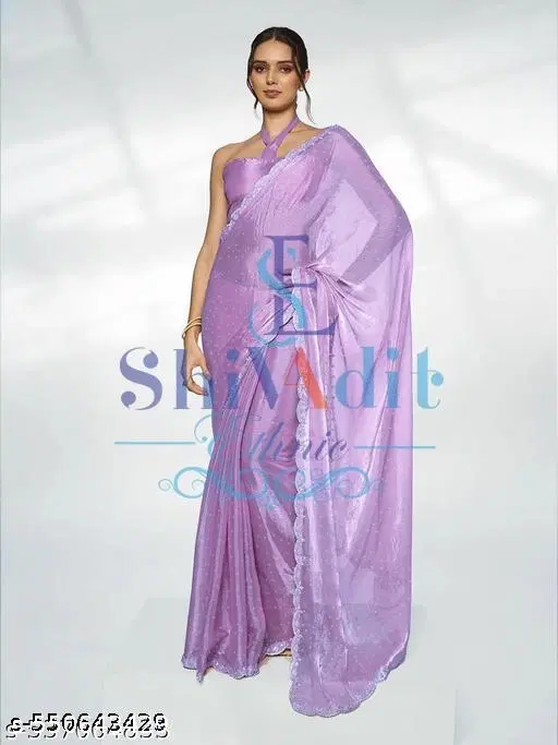 Jimmy Choo Embellished Saree For Women, Lavender