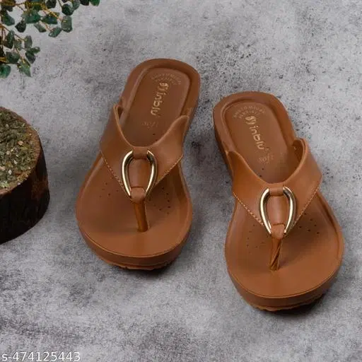 Inblu Flip-flops for Women (Brown, 3)