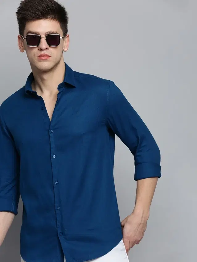 Full Sleeves Shirt for Men (Teal, XL)