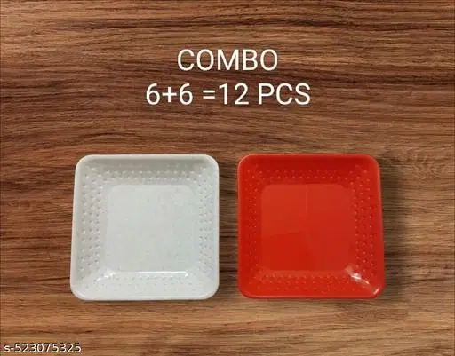 Plastic Plates for Kitchen, Multicolor, Pack of 12