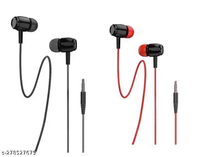 Premium 3.5 mm Jack Wired Earphones, Multicolor, Pack of 2